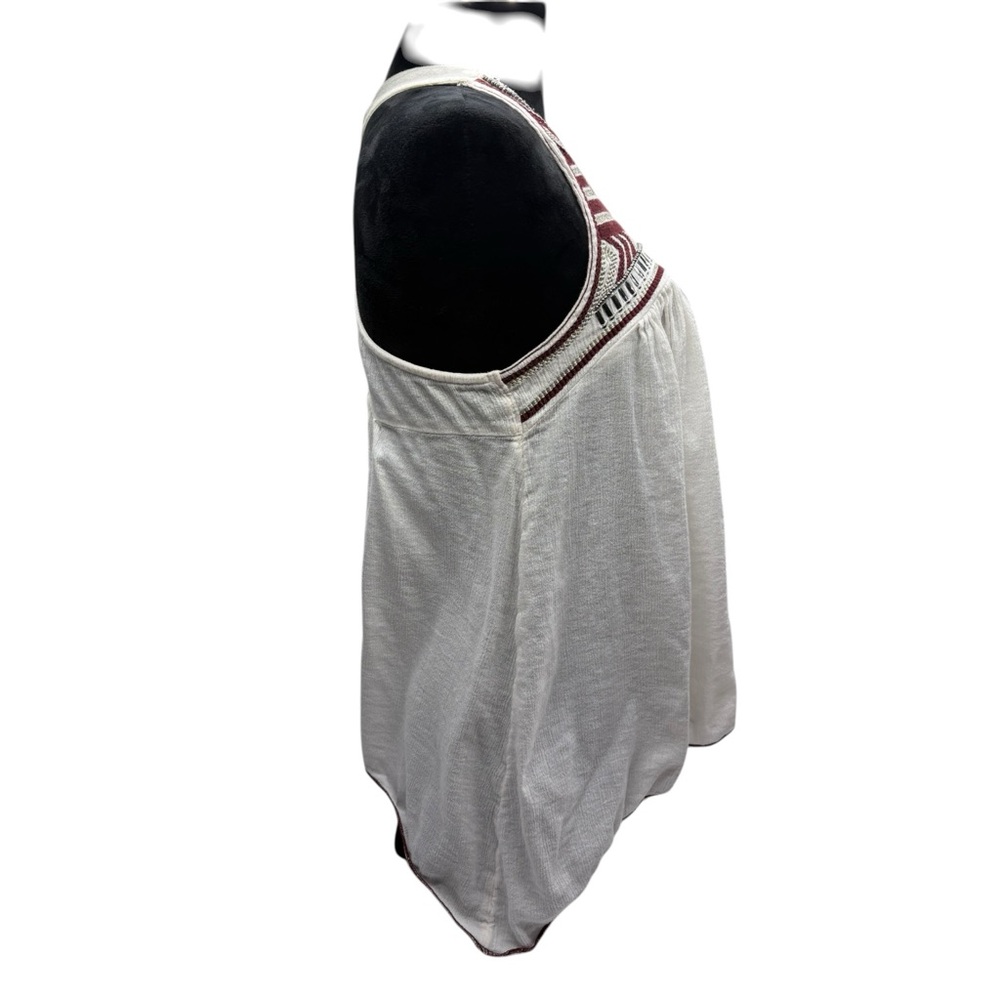 Hollister Ivory Halter Tank with Burgundy Embroidered Yoke - Picture 3 of 12